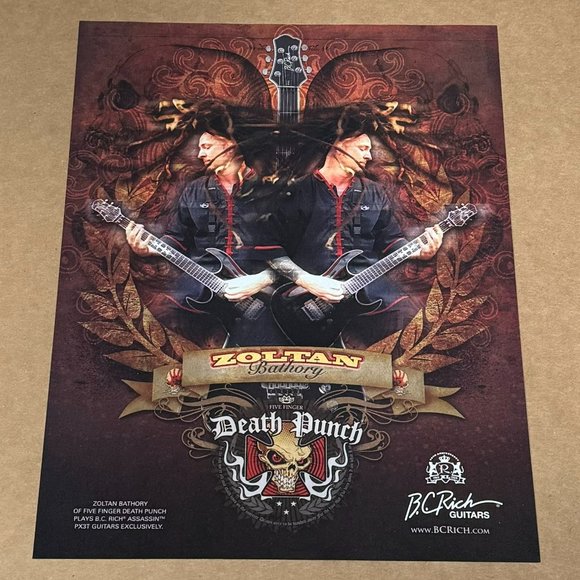 Zoltan Bathory of Five Finger Death Punch - B.C. Rich Guitars - 2009 Print Ad - Picture 1 of 1
